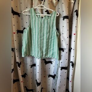 Universal Thread White and Green Striped Blouse